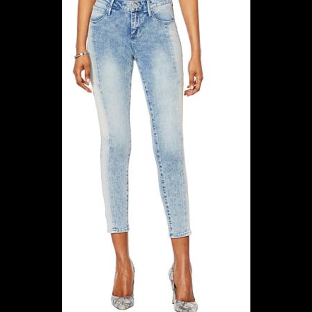 Skinnygirl Mid-Rise Patchwork Skinny Ankle Jean